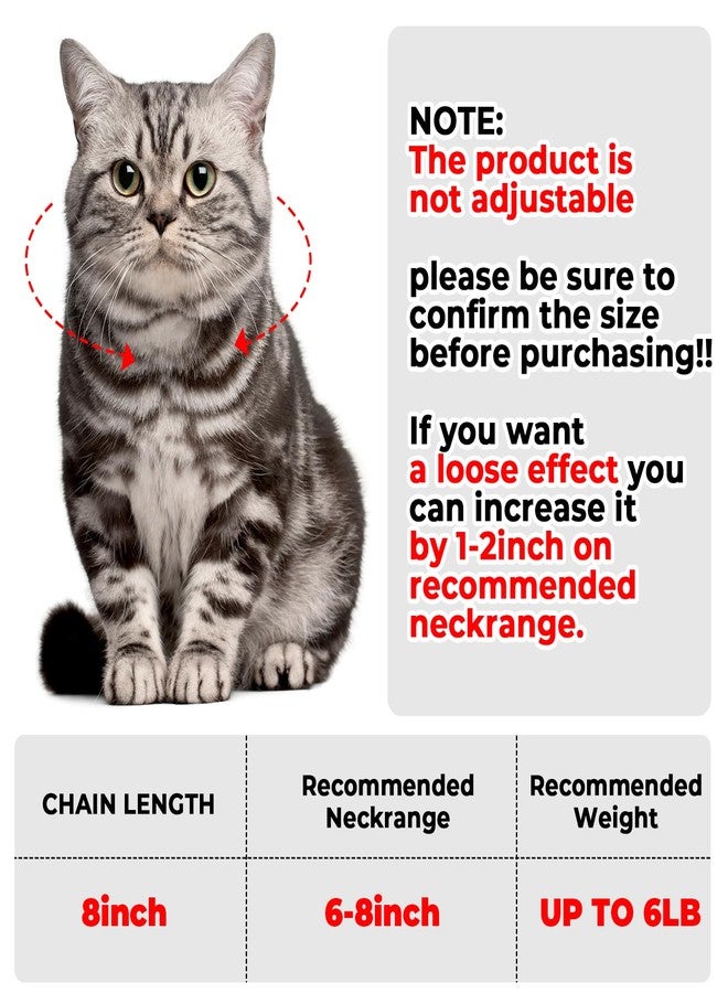 Amabro Cat Chain Collar, Diamond Cuban Link Kitten Walking Collar with Secure Buckle 12mm Wide Pet Rhinestones Necklace Metal Chain Jewelry Accessories for Cats Dogs Kittens Puppies 8inch(Silver) - Image 2